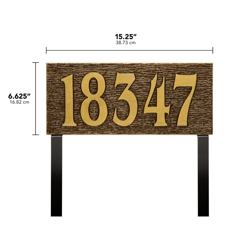 Modern Woodgrain Lawn Sign, Antique Brass, Yes