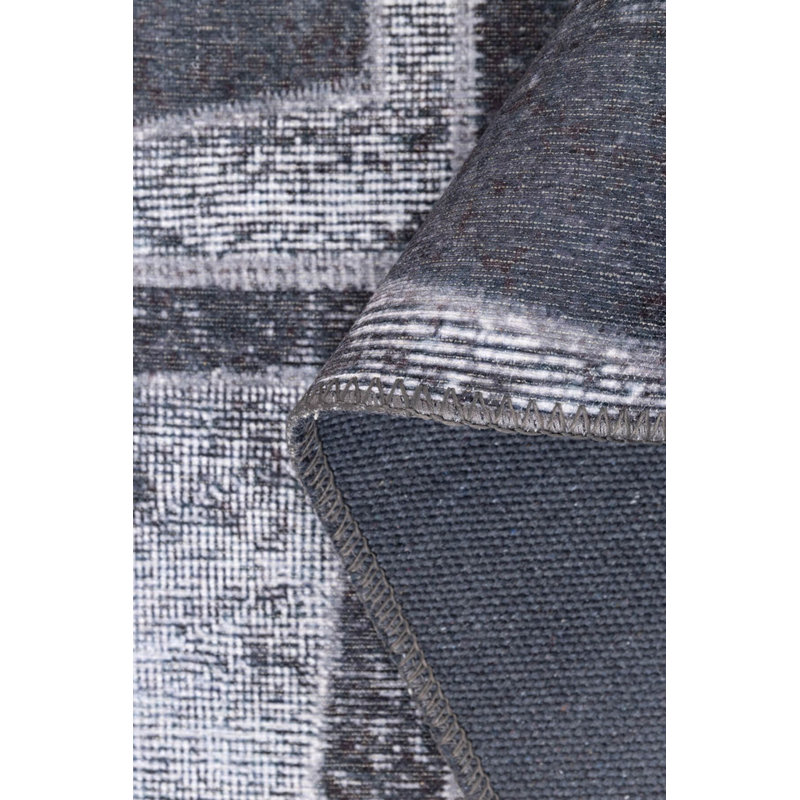 Tapis décoratif gris en patchwork gris, Rectangle 8 pi 3 po x 11 pi 6 po