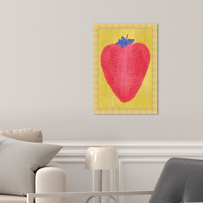 One Strawberry Colorful Shortcake Berry - Graphic Art on Paper