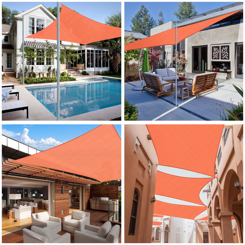 Bright Orange HDPE Rectangle Sun Shade Sail for Patio and Yard