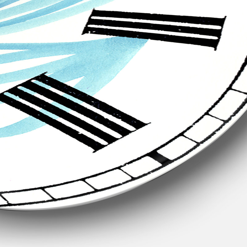 Blooming Blue - Grande horloge murale Mid-Century, Surdimensionné