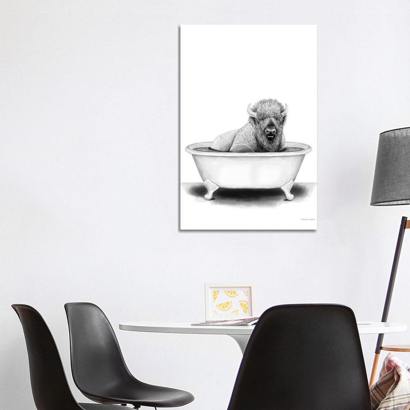 Bison In Tub by Rachel Nieman - Print on Canvas, Wrapped Canvas, 101.6cm H x 66.04cm W x 3.81cm D
