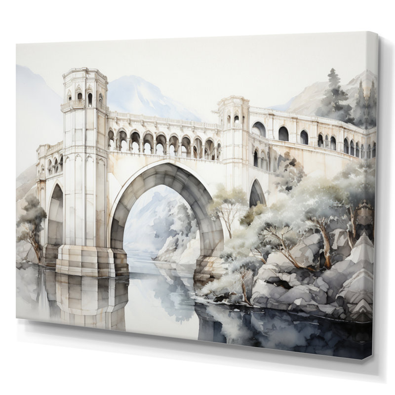 «Lynli Grey Bridge Minimalist Archway I», reproduction sur toile, Toile tendue, H 16 po x l 32 po x P 1 po