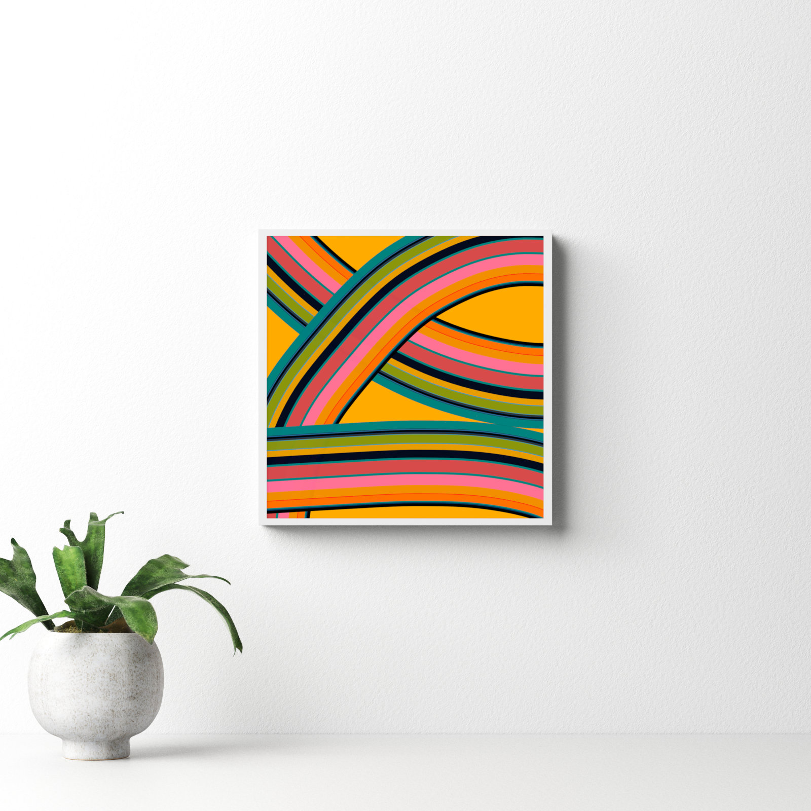 Twist Series I "Fiesta Twist" Print, White, 16" H x 16" W x 1.25" D