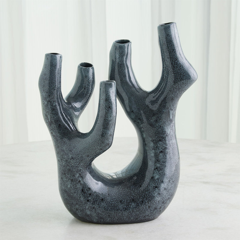 Creation Handmade Earthenware Table Vase, Blue