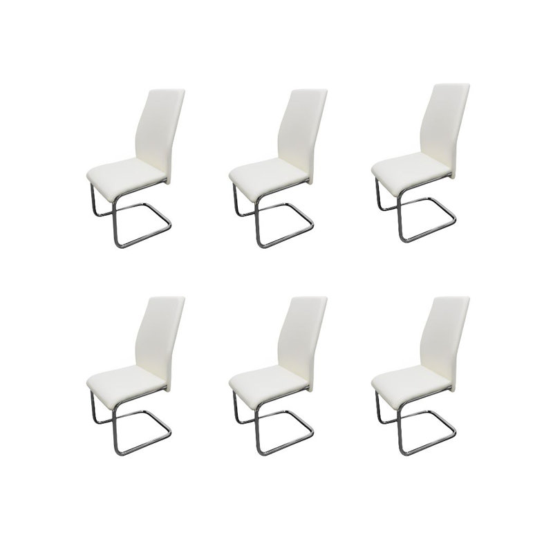 Chaise d'appoint en métal Crosbie (ensemble de 6), Blanc