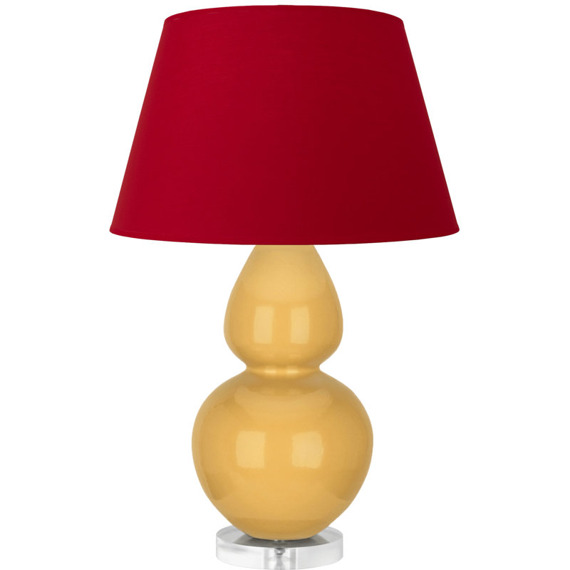 Double Gourd Table Lamp, Navy/Gray, Daisy Glazed/Silver