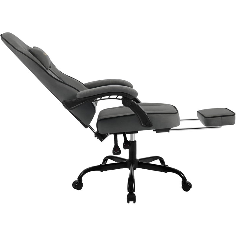 Metro Lane Adjustable Reclining Swiveling PC & Racing Game Chair, Grey/Brown/Blue, 125.5cm H x 70cm W x 70cm D