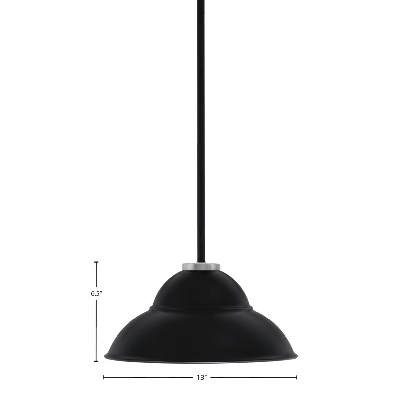 Luminaire suspendu à 1 lumière Amarmula, finition noir mat et graphite, abat-jour en métal à double bulles 13 po noir mat