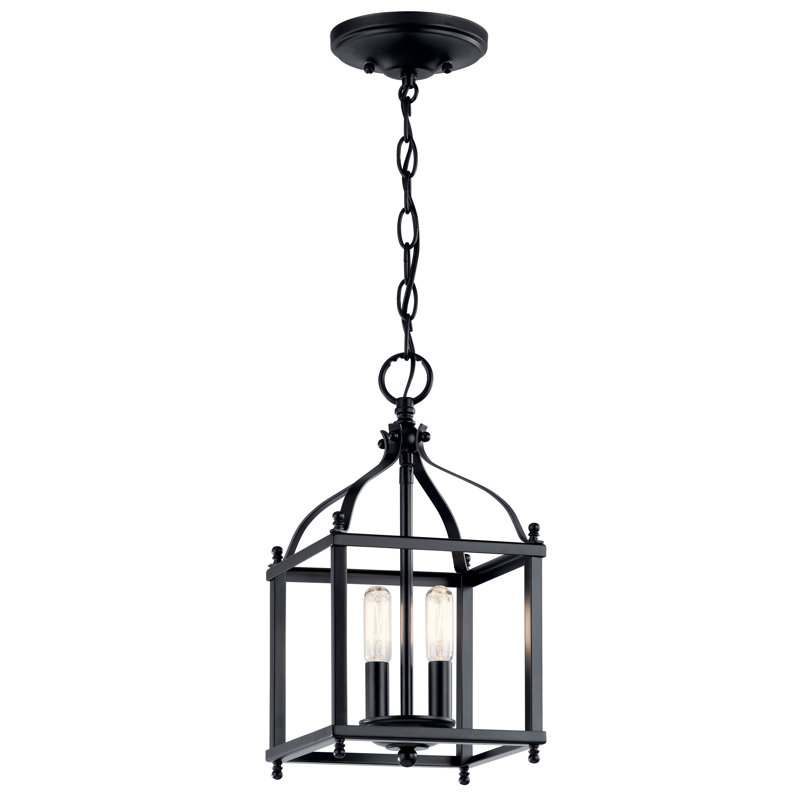 Luminaire suspendu cage noir 2 lumières, Noir