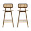 Tabouret de bar d'intérieur en bois, finition noyer, ensemble de 2