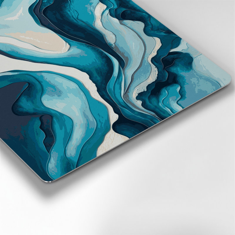 Paysage abstrait 39, art mural en métal bleu, H 12 po x l 12 po