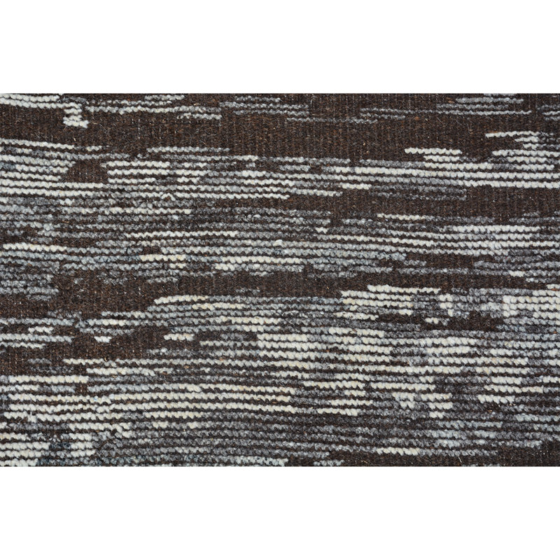 Wool Abstract Area Rug in Black/Dark Gray, Rectangle 8' x 10'