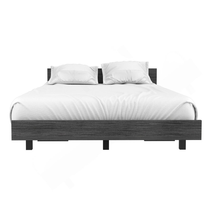 Base de lit simple, tête de lit - chêne Smokey, Gray