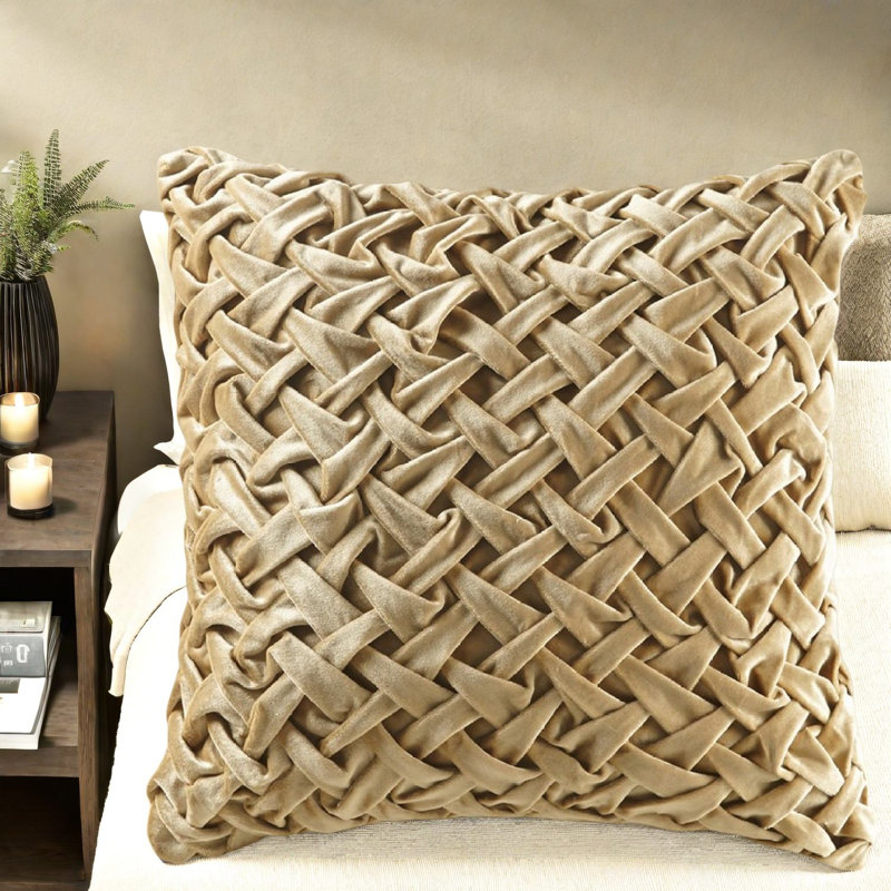 Coussin luxueux en velours doré ruché, ensembles de literie 20 x 20 pour la décoration intérieure