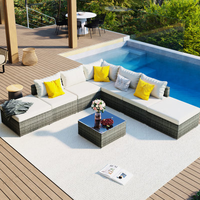 Détente en plein air - 8 avec coussins confortables et coussins amovibles de composition de patio
