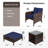 5-Piece Wicker Patio Conversation Set Outdoor Seating Group with Table and Navy Blue Cushions-458722853