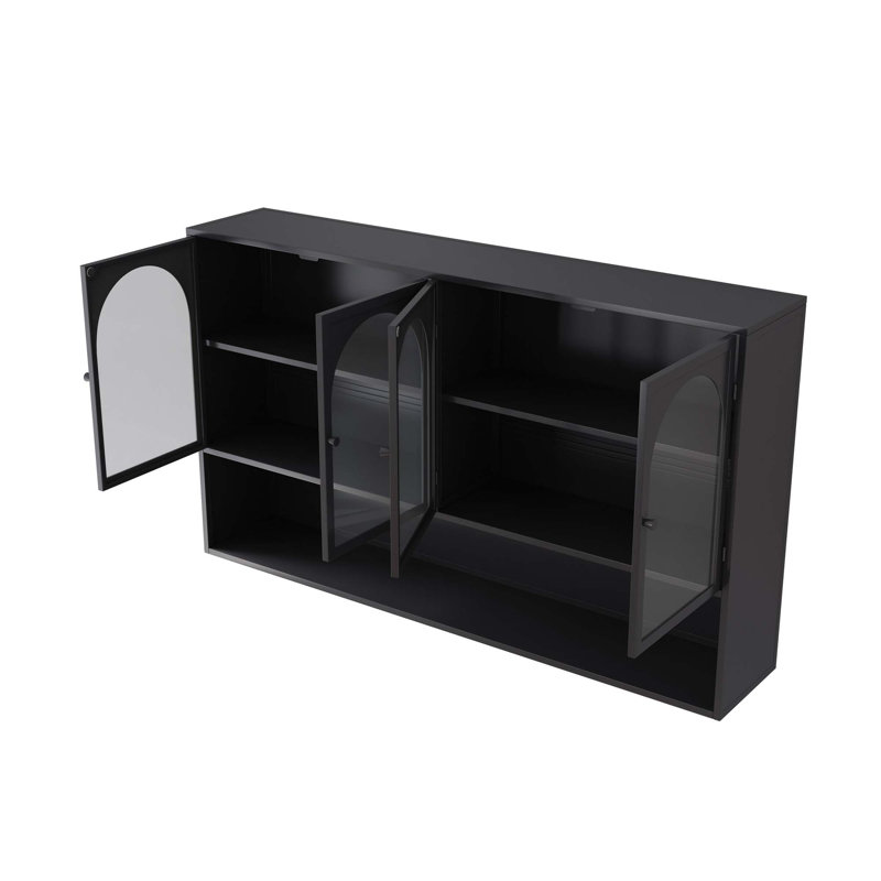 Armoire murale en verre 47,25 po à quatre portes, convenant à la cuisine, au salon et à la salle de bain
