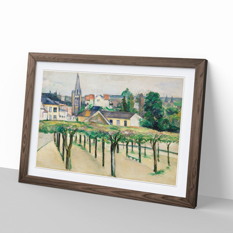 Village Square by Paul Cezanne - Picture Frame Painting, 27cm H x 36cm W x 2cm D, Walnut