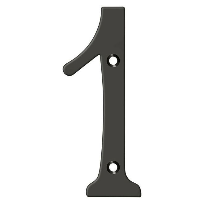 Chiffres Deltana 4 po - 4 po; laiton massif; finition bronze huilé, Bronze huilé, 1