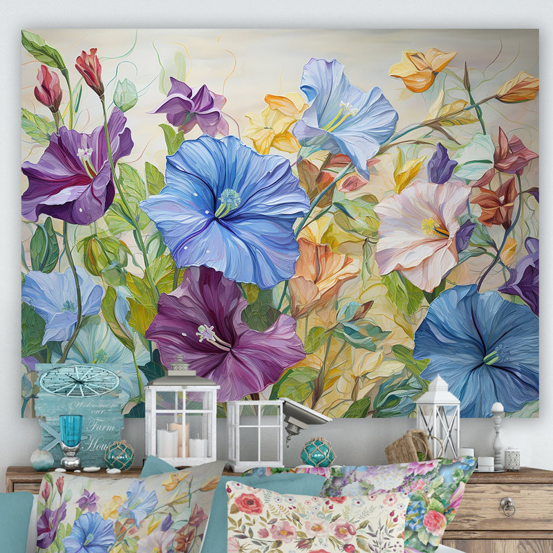 Mauve matin, gloire et fleurs I, Toile tendue, H 16 po x l 32 po x P 1 po