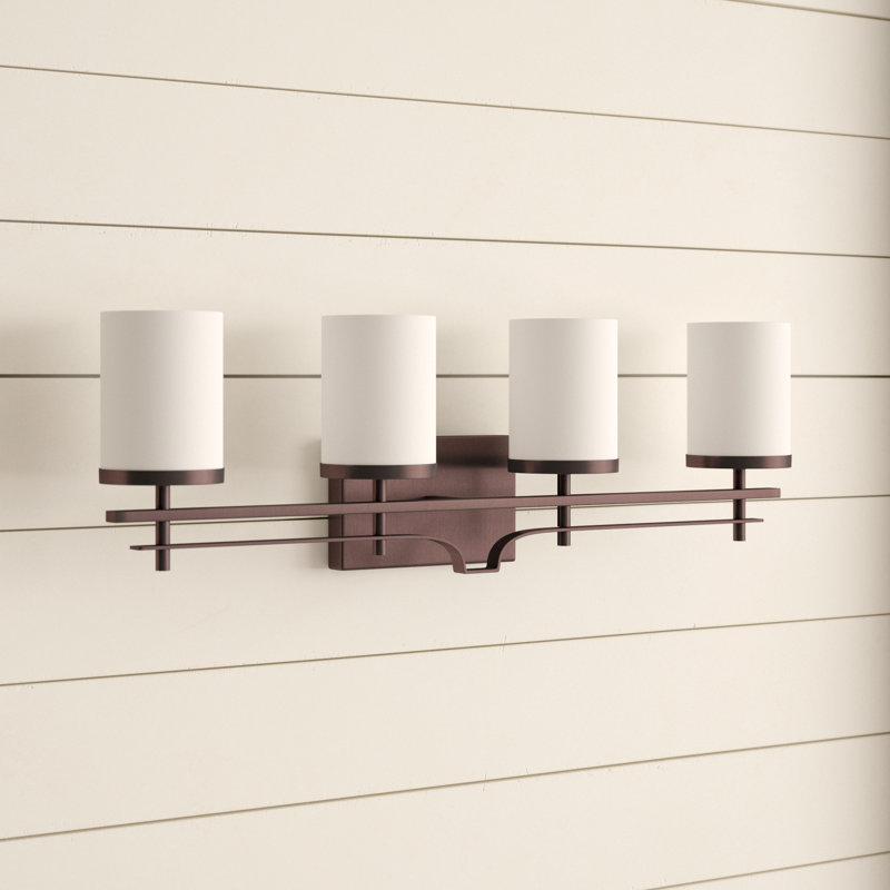 Éclairage pour salle de bain 4 lumières Aalin en bronze, Bronze