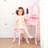 Teamson Kids Little Princess Corner Pink Play Vanity Table & Stool with Tri-Fold Mirror