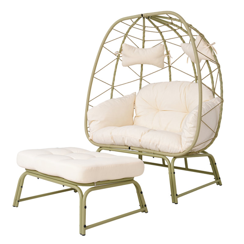 Spacious Patio Lounge Chairs, Steel Rattan Boho Set For Patio