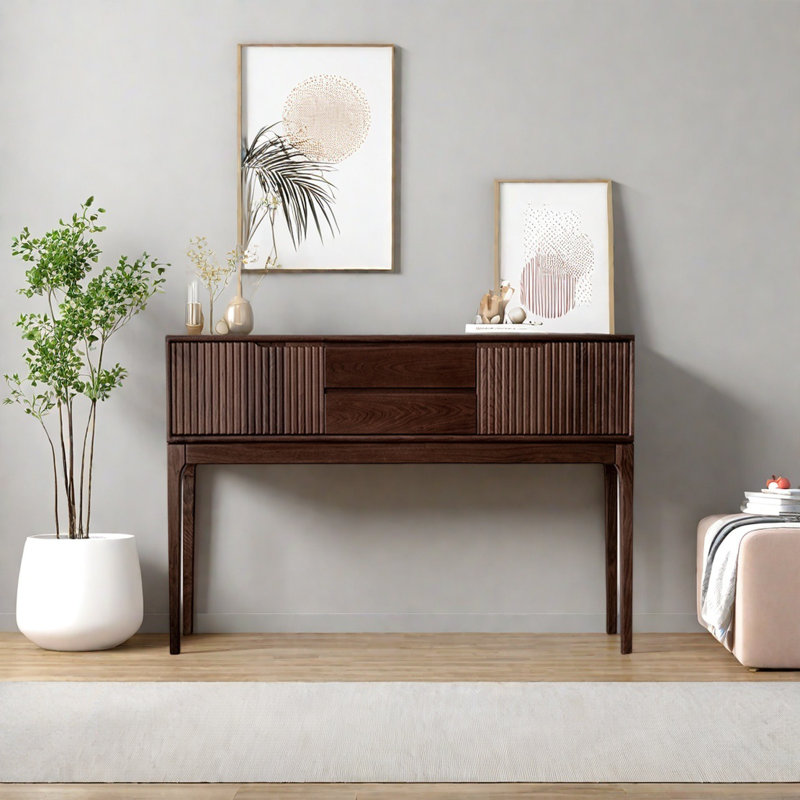 Console rétro avec 2 tiroirs, 2 armoires, H 35,43 po x l 39,37 po x P 13,78 po