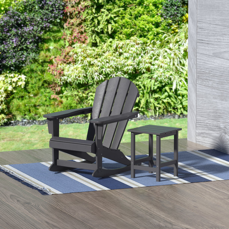 Laguna Outdoor Adirondack Chair With Table, Gray