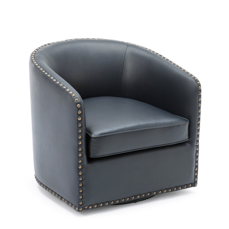 Fauteuil pivotant Trenton, Similicuir bleu foncé
