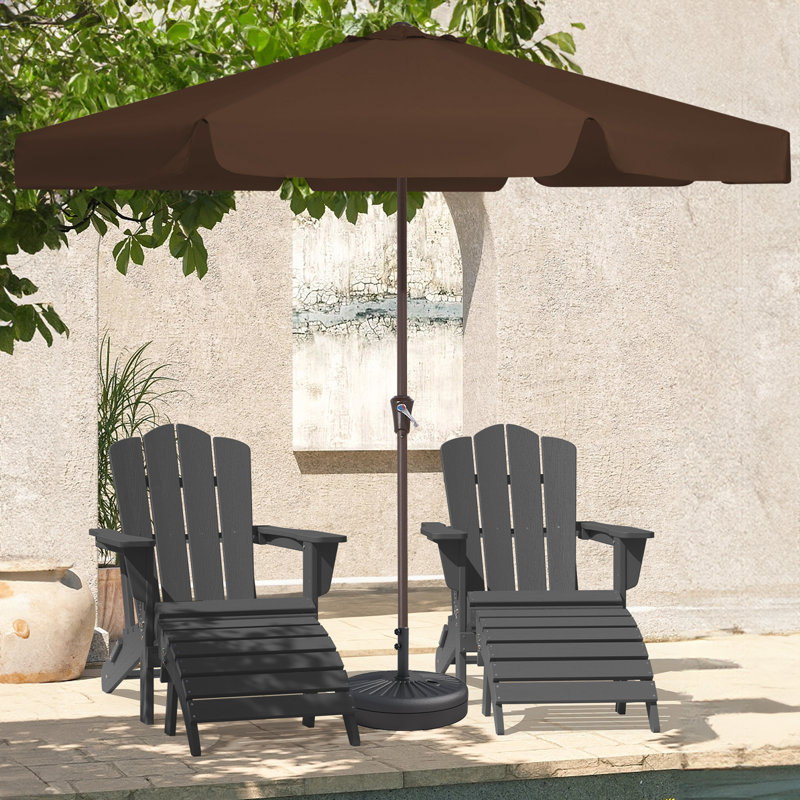 Parasol de marché pour patio extérieur, Brun, H 99,6 po x l 132 po x P 132 po