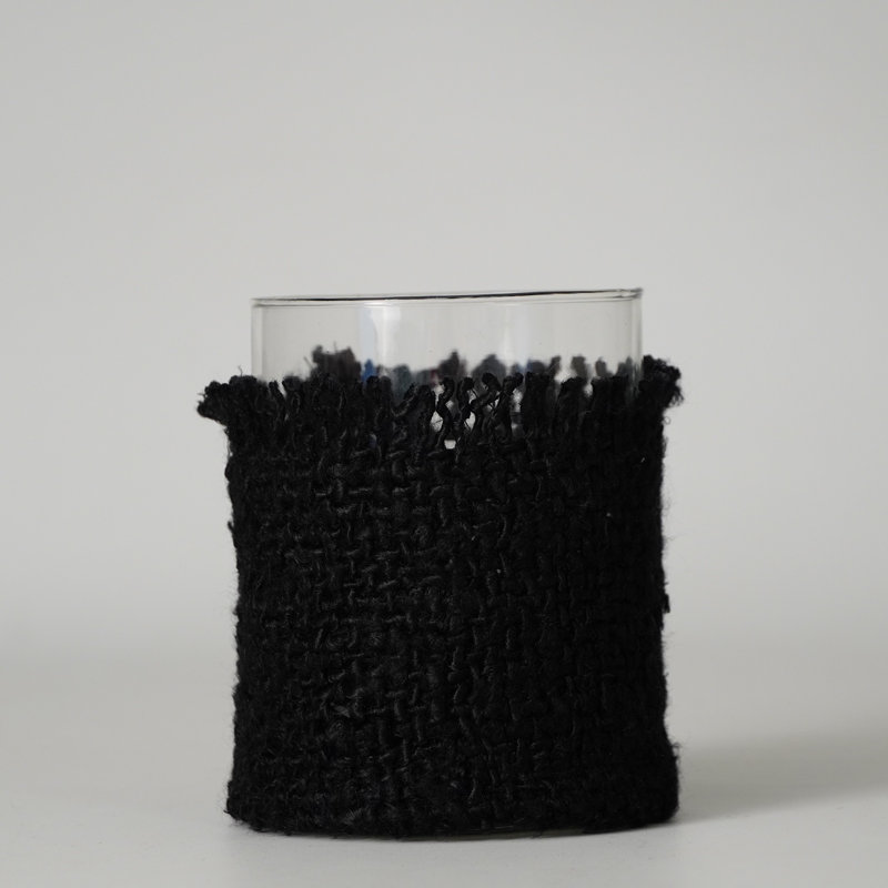 Jalin Glass Tabletop Votive Holder, Dark Gray, 5" H x 5" W