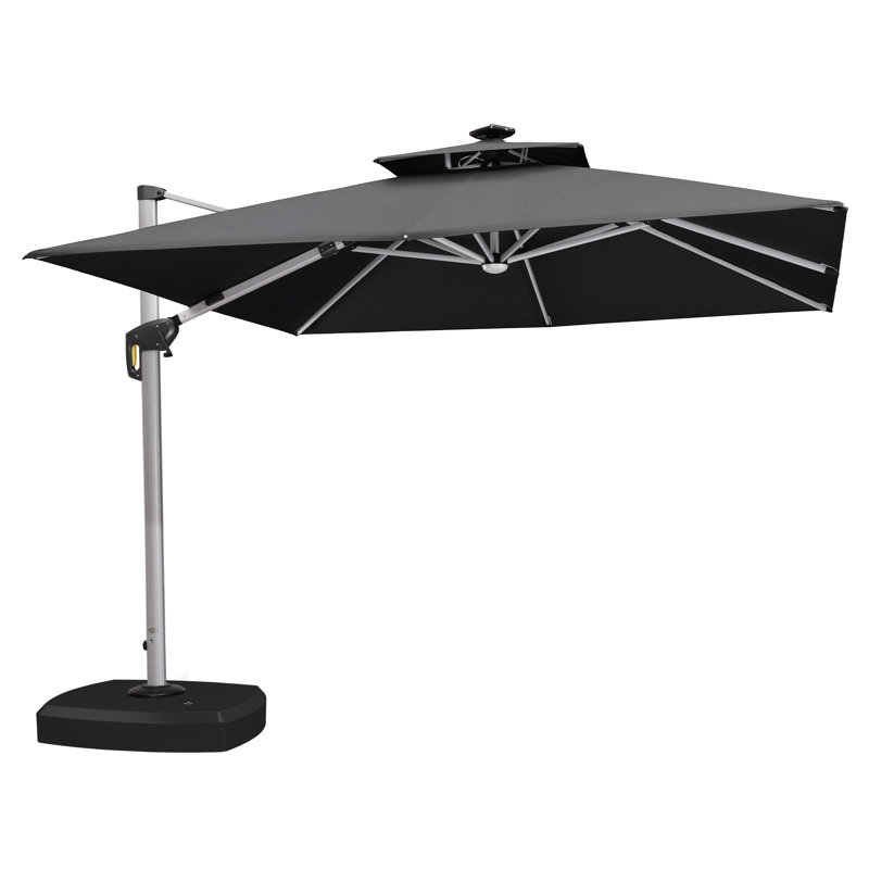 Parasol carré à DEL 120 po, Gris