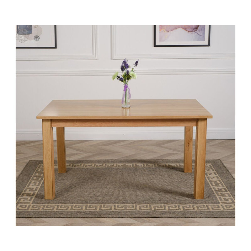 Andrasta Oak Rectangular Wood Top Dining Table with Wood Base