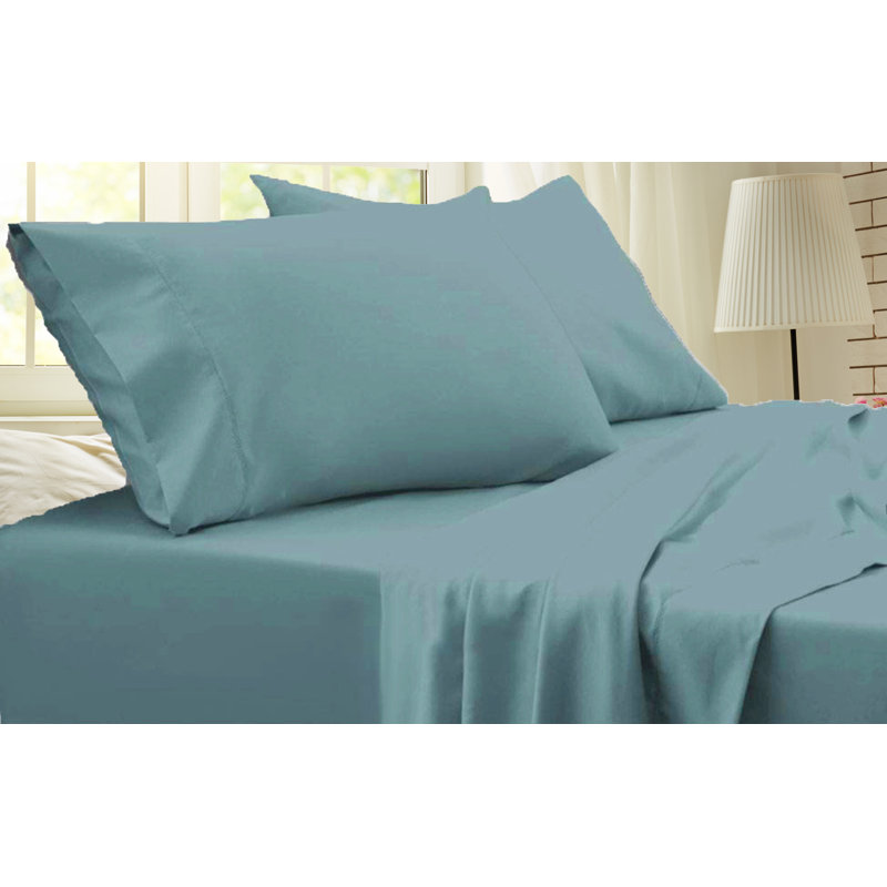 Ensemble de draps en rayonne de bambou de qualité supérieure 4 pièces, Ensemble de draps pour très grand lit avec 2 taie