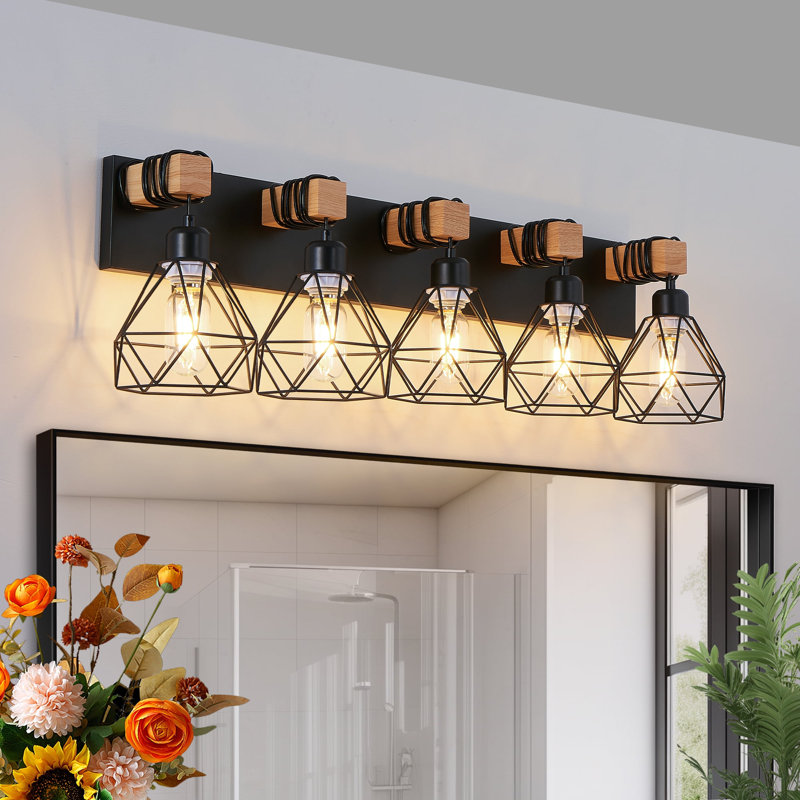 Applique murale rustique pour salle de bain Farmhouse, 5 lumières
