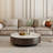 35.5" Modern Round Coffee Table, Sintered Stone Table top, Solid Wood Coffee Table for Livingroom-443941260