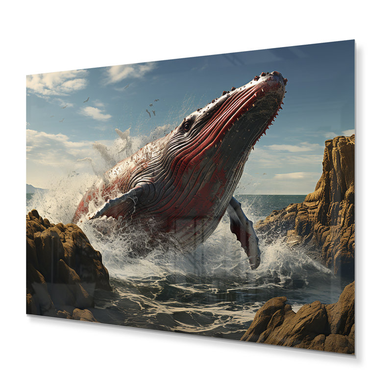 Baleine côtière en train de regarder hors de l'océan III - animaux, art mural en métal, H 12 po x l 20 po x P 1 po