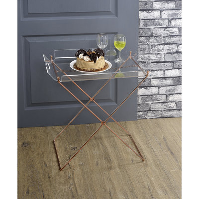 Table-plateau Cercie, finition acrylique transparente et cuivre