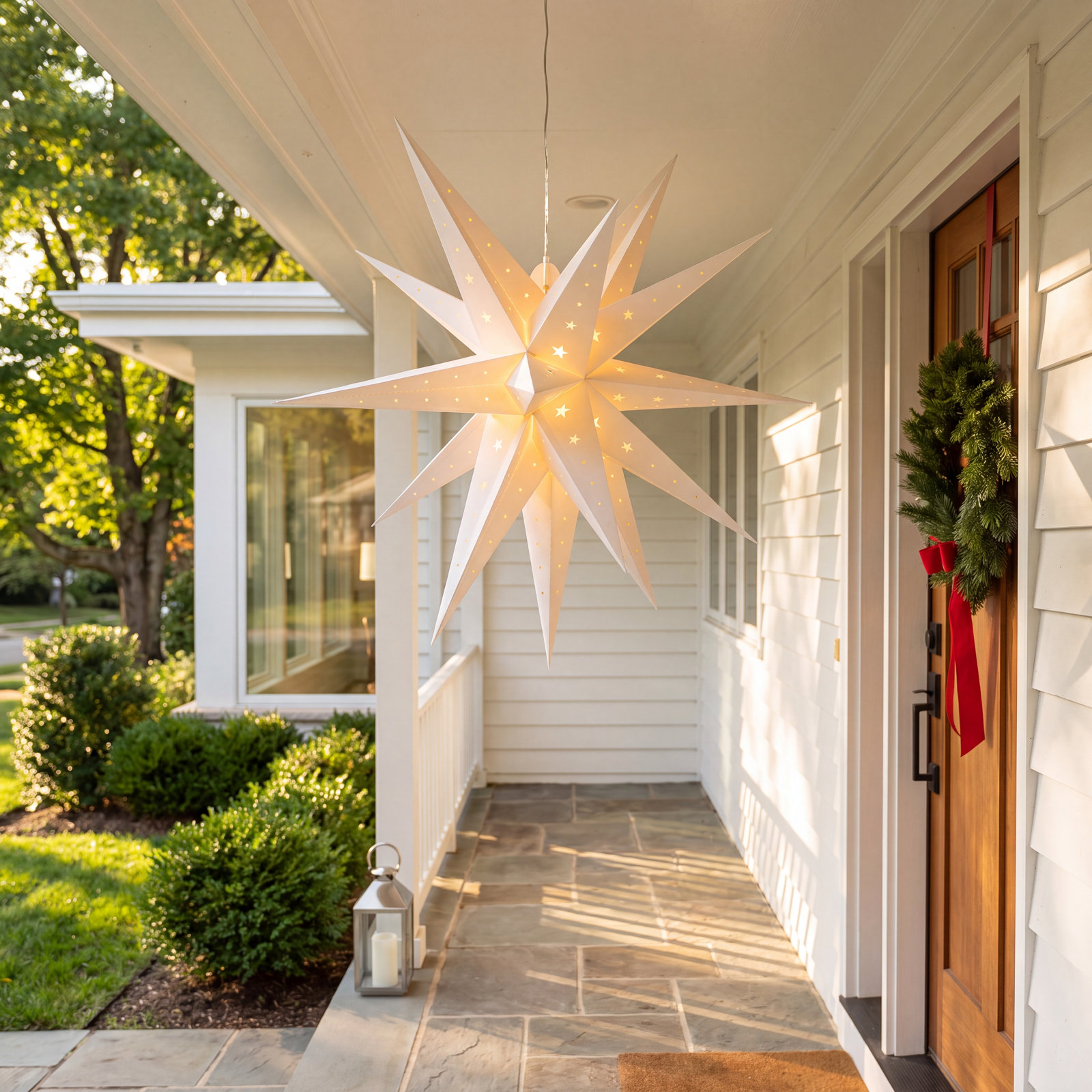 LED Lantern, 24" H x 24" W x 24" D, Cream