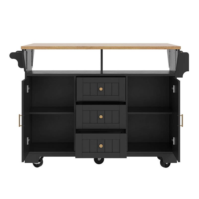 Wood Kitchen Island, Black