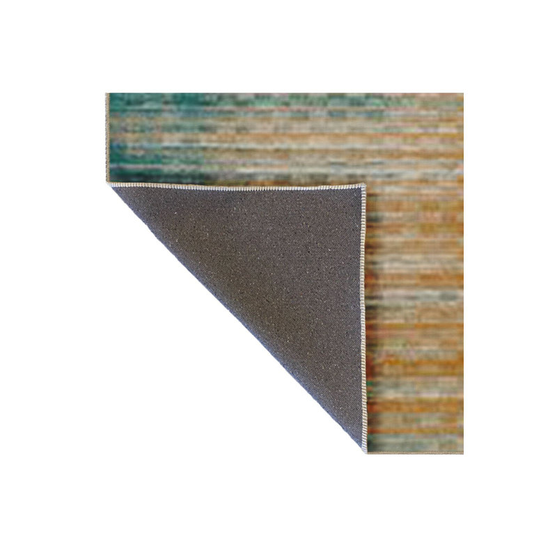 Tapis décoratif à rayures bleu moderne lavable à la machine, Sous-tapis rectangulaire de 3 pi 3 po x 4 pi 11 po