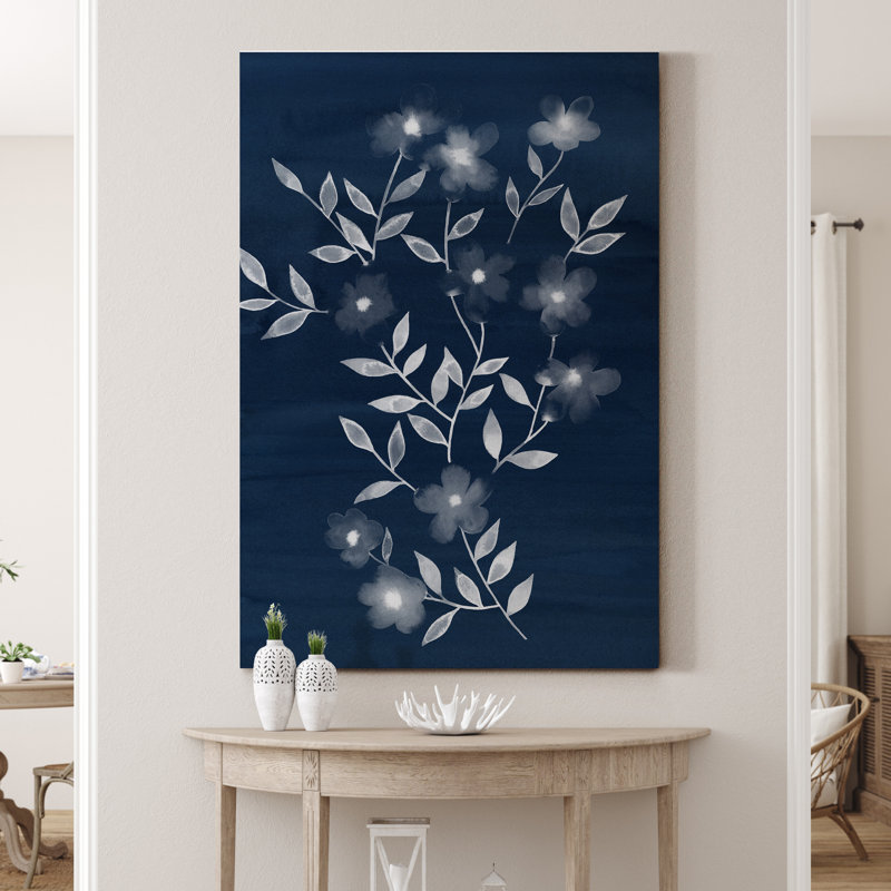 « Flower cyanotype I », reproduction d’art sur toile tendue, H 12 po x l 8 po x P 1 po