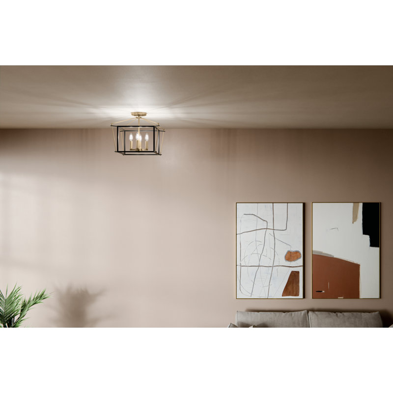 Semi Flush Mount, Bronze, 14" H x 16" W x 16" D