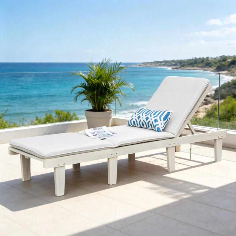 Sadir 200cm Long Acacia Sun Lounger