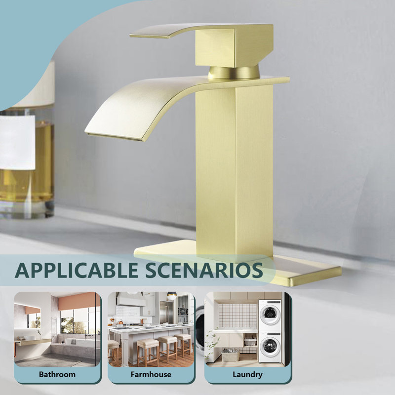 Single Hole Bathroom Faucet, Brushed Gold