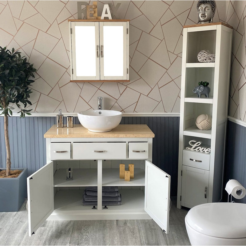 Ambarisha 1000mm Single Bathroom Vanity with Vessel Ceramic Basin, White