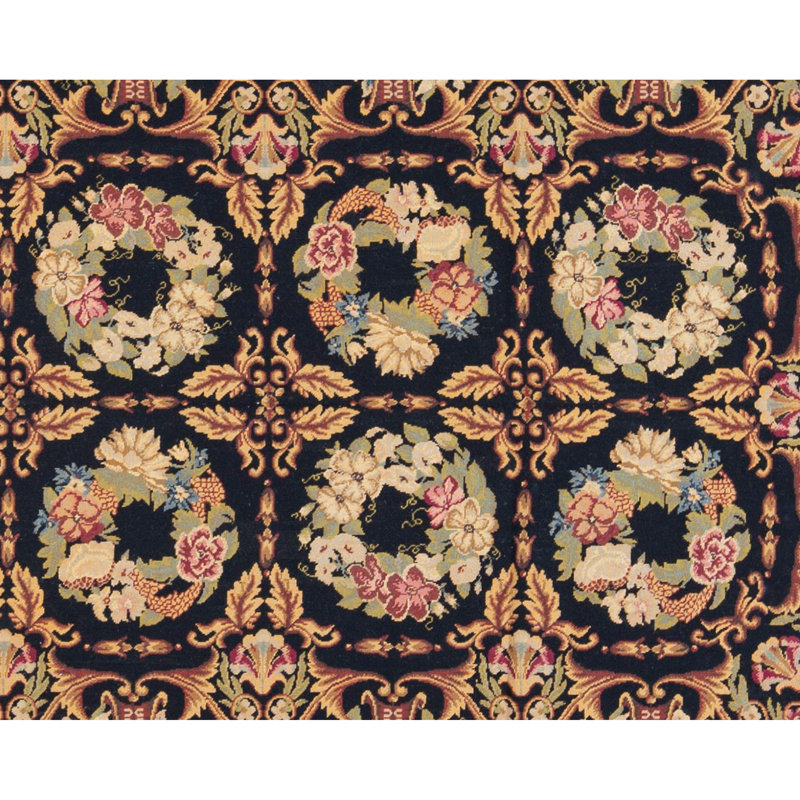 Hand-Knotted High-Quality Black and Gold Area Rug