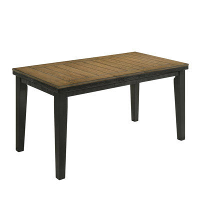 Contemporary Style Dining Rectangular Table with18" Leaf Tapered Block Feet Dining Room Solid Wood Wooden Furniture
